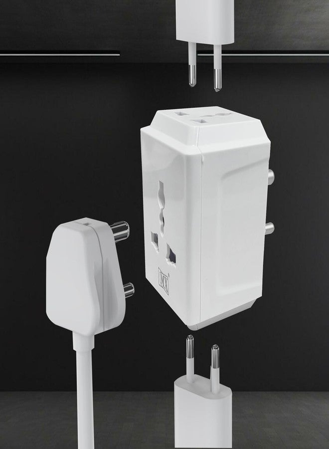 MX 3-Pin Universal Travel Adapter | Multi-Plug Socket for 2-Pin & 3-Pin Devices | 3-Way Outlet, 250V Max | Compatible with Laptops, Mobiles, Home & Office - Image 2